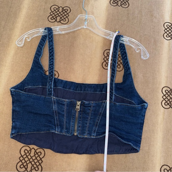 Banana Republic Sleeveless Stretch Denim Corset Top In Blue Dark Wash Size 6 - Picture 14 of 14